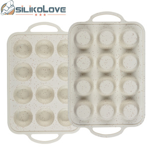 New Style Lebensmittel qualität 12 Löcher Edelstahl Griff Back geschirr Muffin Kuchen form Kuchen blech Silikon Backformen - Product Image 4