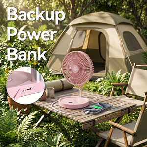 Ventilador <span class=keywords><strong>de</strong></span> Camping Eléctrico Recargable y Plegable con Control Remoto, Luces LED y Motor sin Escobillas - Ideal para Uso en Exteriores y Hoteles - Product Image 2