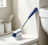 Brosse de nettoyage de sol de salle de bain à long manche en plastique, brosse pour joints et interstices, outil de nettoyage pour carrelage et salle de bain