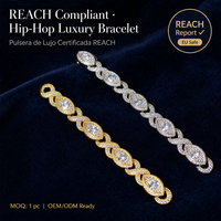 Bracelet chaîne en laiton de qualité supérieure, motif œil en huit, 15 mm, style Miami Cuban, avec zircone cubique et maillons marquise infini