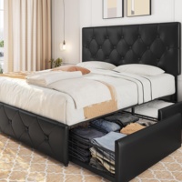 Nouveau Cadre de Lit King Size Design Moderne avec Lumières LED pour Chambre à Coucher