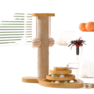 Quatre-en-un griffoir pour chat en bois massif vertical un jouet résistant à l'usure planche à gratter en sisal pour le soulagement des griffes soulagement de l'ennui - Product Image 1
