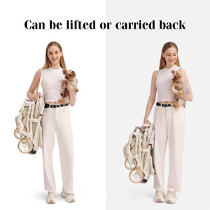 Poussette portable d'extérieur JXB pour chat et chien, pliable et réglable, avec porte-gobelet confortable et parapluie pour la promenade - Product Image 6