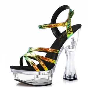 Sandalias de Plataforma con Tacón Grueso y Pedrería para Bailarinas Exóticas, Estilo Gladiador, Punta Abierta, 14 cm, Talla Grande - Product Image 3