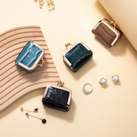 Porte-monnaie à motif crocodile, pochette à bijoux de style japonais, sac de rangement créatif pour bagues en diamant, mini boîte en cuir véritable pour colliers