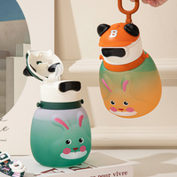 Bonitas botellas de agua para niños con forma de animal, diseño de Panda y conejo a prueba de fugas con correa para el hombro, vasos de plástico