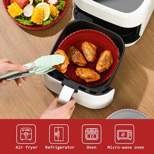 Revestimiento Plegable de Silicona para <span class=keywords><strong>Freidora</strong></span> de Aire 21x21x6cm, Inserto Cuadrado Plegable para Horno de 4-7QT, Fácil de Limpiar, Antiadherente, Libre de BPA - Product Image 4