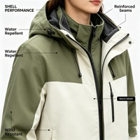 Veste d'extérieur 3 en 1 pour femme avec capuche, doublure polaire amovible, blocs de couleur, fermeture éclair, parka d'hiver pour les voyages en plein air