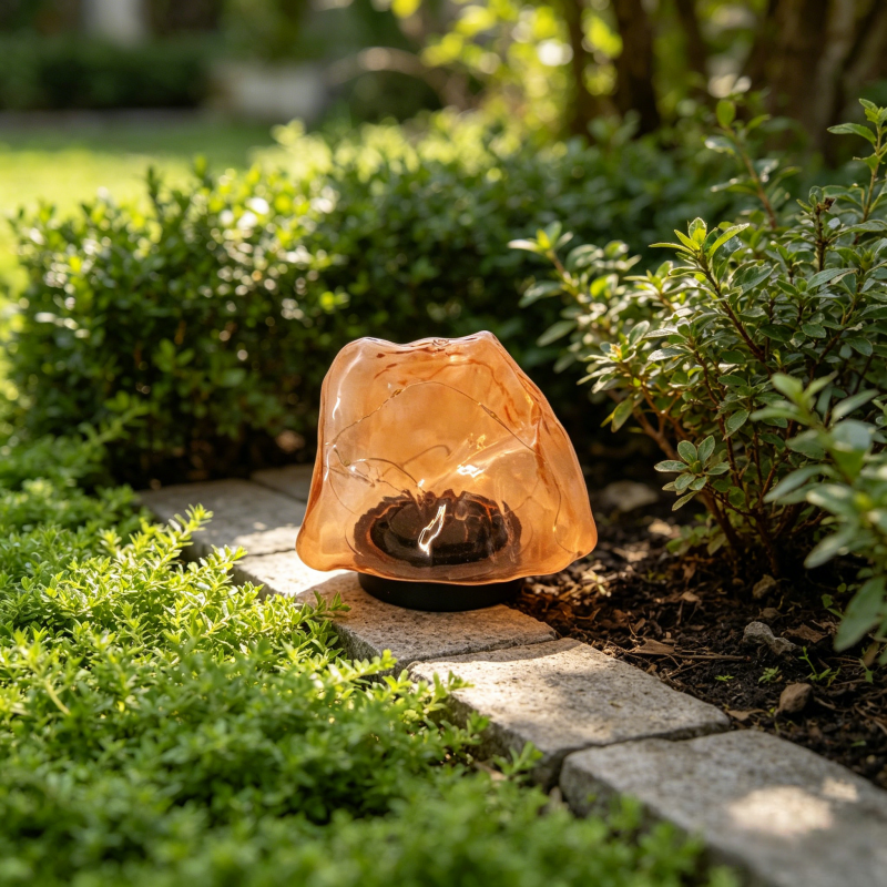 Outdoor Waterproof Solar Powered Garden Light LED Resin Rock Lamp for Landscape Lawn Decoration