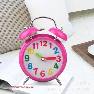 Pink Metal <b>Alarm</b> <b>Clock</b> 4 Inch Silent <b>Non</b> <b>Ticking</b> With Glow In Dark Dial For Desk Use - Product Image 1
