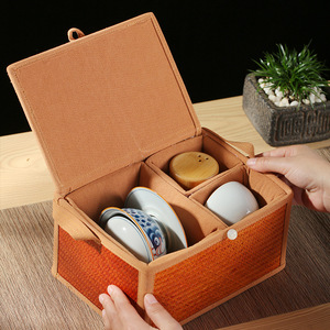 Bamboo Woven Travel Tea Box Rectangle Portable Storage Bag Chinese Style Outdoor Gift Craft - Product Image 3