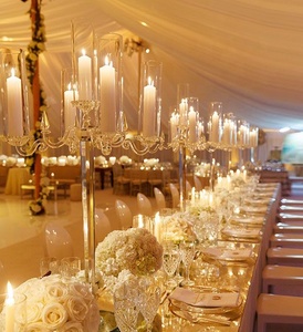 MH-ZT155 Шикарные Длинные стеклянные трубки с украшением в виде кристаллов канделябры свадебный подсвечник - Product Image 1