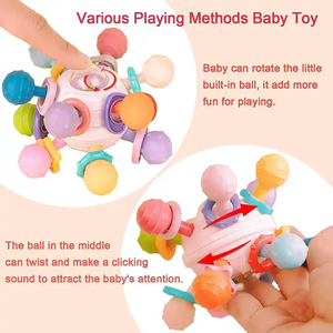 Jouets de dentition sensoriels sans BPA jouets de dentition pour bébé <span class=keywords><strong>Montessori</strong></span> jouets de <span class=keywords><strong>boule</strong></span> de dentition sensorielle <span class=keywords><strong>hochet</strong></span> de dentition jouets à mâcher - Product Image 2