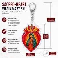Porte-clés personnalisé en acrylique Sacré-Cœur Vierge Marie, breloque religieuse pour sac, vente en gros