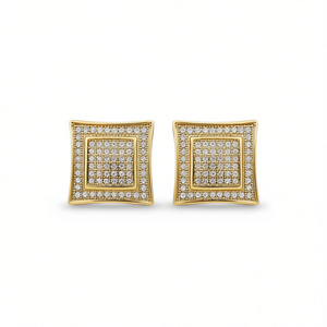 Pendientes de botón modernos chapados en oro con diseño cuadrado de circonita para fiesta, joyería de moda unisex, acabado 18K, microincrustaciones geométricas - Product Image 1