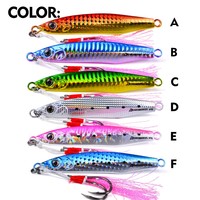 Jig de pêche holographique laser 25g-60g avec hameçons assistants doubles et lamelles scintillantes pour la pêche verticale au jigging lent des poissons prédateurs