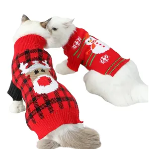 Venta al por mayor mascota gato disfraces Halloween perro disfraces Otoño/Invierno de punto cuello alto Navidad ropa para mascotas