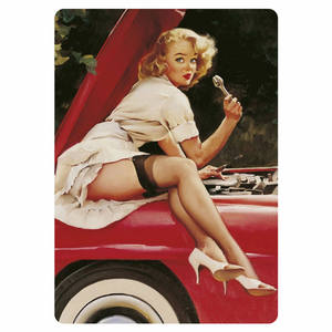 ป้ายโลหะตกแต่งผนังลายสาวพินอัพ โรงรถ บ้านไร่ ห้องน้ำ สวน ภายนอกอาคาร - Product Image 1