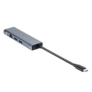 6 ב 1 סוג C Hub עם כרטיס קורא RJ45 Ethernet עבור Macbook Pro/אוויר iPad