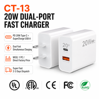 Chargeur mural rapide double port USB-C 20W avec protection OTP pour montre connectée et téléphone, prise AU, compatible PD 3.0, vente en gros OEM pour l'Australie