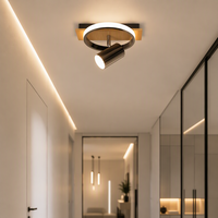 Plafonnier moderne minimaliste en bois naturel électro-argenté, salon, chambre, couloir, plafonnier mural LED à intensité variable
