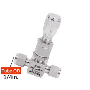 Válvula de aguja manual de 2 vías de acero inoxidable 316 GOGO WL91H-320P de 4/6/8/12 mm (1/16'', 1/8'', 1/4'', 3/8'') para microregulación de flujo - Product Image 2