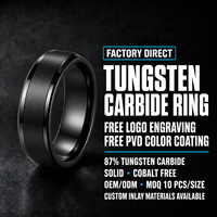 Cincin Pria Tungsten Carbide PVD Multi Warna 6mm, Finishing Satin, Tepi Miring, Logo Custom, OEM ODM, Produsen Grosir