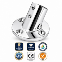 Accessoires de quincaillerie pour bateaux et yachts, base de garde-corps ronde en acier inoxydable 316, 60 degrés, tube de 25 mm, fixation de main courante, poteau de maintien