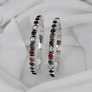 ชุดเครื่องประดับ925สไตล์คลาสสิกสไตล์โบฮีเมียนของผู้หญิงชุดเครื่องประดับอัญมณีสีสันสดใสกำไลข้อมือและแหวน - Product Image 3