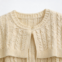 Cardigan en maille torsadée à col rond pour femme, deux pièces, à manches longues, bouton unique, décontracté, collection automne-hiver, marque privée