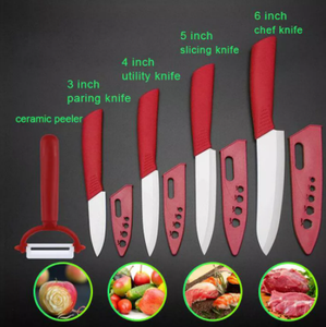 Ensemble de 5 couteaux en céramique personnalisés avec <span class=keywords><strong>couteau</strong></span> de chef de quatre pièces et éplucheur de fruits en acier inoxydable manche en plastique cadeau - Product Image 3