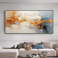 Peinture Murale Abstraite 3D Dorée en Gros, Texture Épaisse, Art Mural Moderne de Luxe 100% Fait Main, Décoration Murale Abstraite