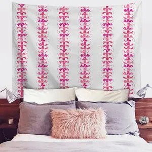 Hawaii Style Puakenikeni Line Art Pattern Polyester Fabric Tapestry Print On Demand Custom Multi Size Decor Tapestry