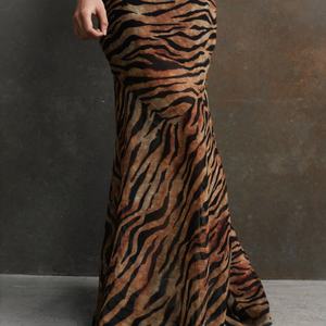 Robe longue décontractée en mousseline de soie à imprimé léopard et col rond pour femmes - Product Image 4