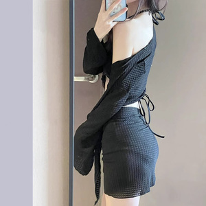 2024 nouveau sexy quatre pièces bikini européen et américain <span class=keywords><strong>pull</strong></span> à manches longues été pur texture maillot <span class=keywords><strong>de</strong></span> bain - Product Image 6