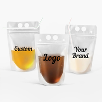 Sac d'emballage de boisson avec logo personnalisé Pochettes de boisson en plastique Taille transparente 50ml 100ml 200ml 250ml 300ml 500ml Pochette debout