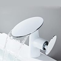 Robinet de lavabo de salle de bain cascade blanc à poignée unique de luxe moderne Design contemporain noyau de valve en céramique fabriqué en laiton durable pour