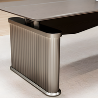 Bureau de direction électrique moderne en forme de L avec système de levage motorisé réglable en hauteur, bureau de direction en bois