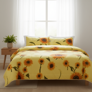 Ensemble de couette King Size Competition Sunflowers, 3 pièces, literie pour la maison toutes saisons - Product Image 2