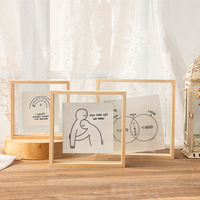 Cadre photo flottant double face en bois massif, verre véritable transparent, taille personnalisée, 5, 6, 7, 8, 10 pouces, couleur naturelle