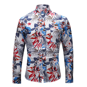 Camicie stampate a maniche lunghe da uomo nuove camicie floreali di moda Slim Custom Plus Size abiti da uomo Chemise - Product Image 2
