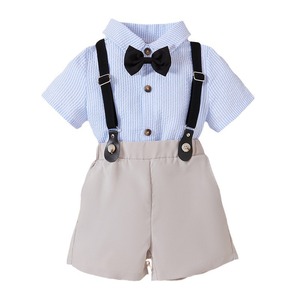 Ensemble élégant 2 pièces pour tout-petits garçons : chemise boutonnée et <span class=keywords><strong>short</strong></span> à bretelles pour anniversaires, banquets et occasions spéciales - Product Image 6