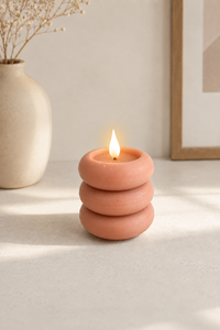 Bougie LED artisanale Jialong Houseware à 3 couches superposées, effet galet, flamme vacillante, sans flamme, en cire de soja, parfumée, aromathérapie, art minimaliste - Product Image 3