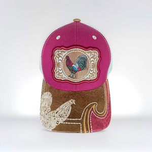 Gorra Trucker Personalizada con Parche Bordado de <span class=keywords><strong>Gallo</strong></span>, Visera de Cuero Sintético y Malla Trasera - Product Image 1