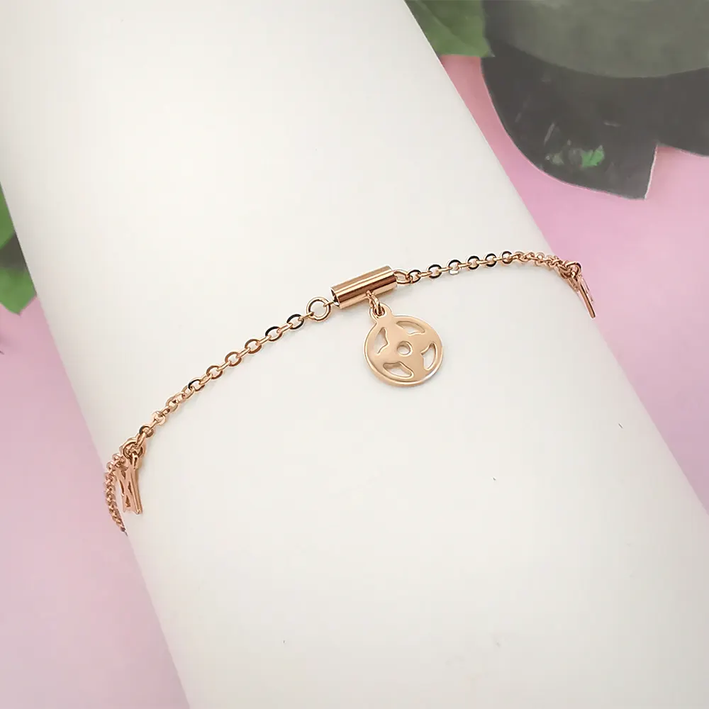 1000S Sieraden 18K Real Rose Goud Kleur Klavertjevier Lucky Armband Nieuwe Ontwerp Vrouwen ketting Armband