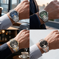 Montre mécanique analogique de style le plus récent, 41 mm, mouvement japonais, entièrement en acier inoxydable, cadran à cœur ouvert, automatique de luxe, marque personnalisée