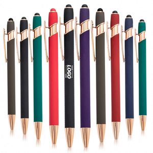 Custom <b>Rainbow</b> Colorful 2-in-1 Ballpoint Pen with Stylus Tip, Black Ink, Medium Point, Smooth Writing Pen - Product Image 1