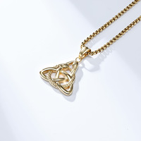Perhiasan Gothic Lapis Emas 18k Baja Tahan Karat Celtic Triquetra Ouroboros Liontin Kalung Pria Rantai Viking Norse Grosir