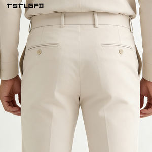 Pantalon décontracté extensible à taille mi-haute pour homme, coupe droite ample, collection Printemps-Été, idéal pour les hommes d'âge mûr - Grande Vente - Product Image 4