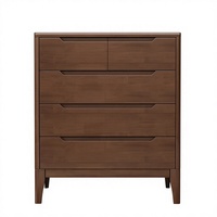 Commode moderne en bois massif de chêne nordique avec 4 tiroirs et rangement pour salon, chambre, entrée, couloir